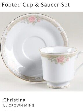 Crown Ming Christina Footed Cup & Saucer Set. 1 set